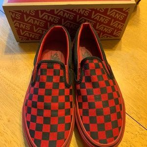 Men's/Women's Red and Black checkered Vans